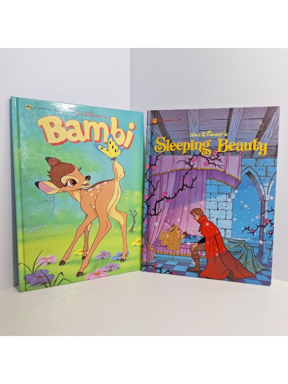 Sleeping Beauty 1986 & Bambi 1984 Big Golden Book Hardcover Disney